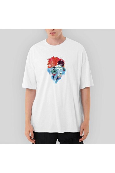 Z zepplin Tricou alb supradimensionat Stream Landscape