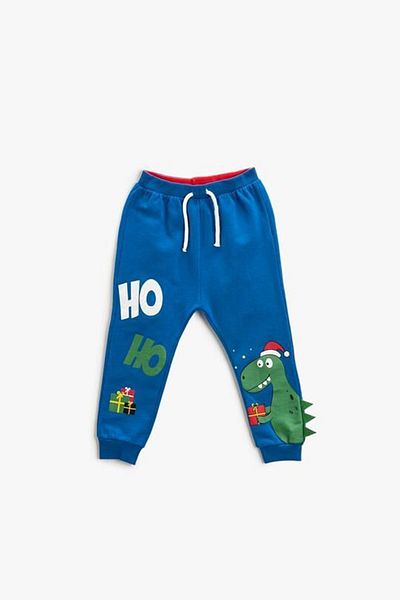Koton Baby Boy New Year Themed Dinosaur Printed Tie Waist Jogger Sweatpants 3wmb4