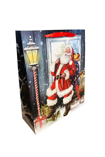 Yılbaşı Karton Çanta Noel Baba Modeli 32cm X 26cm - 1 Adet