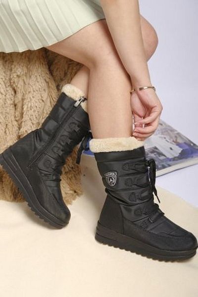 Twingo Daily Non-Slip Sole Fur Laced Black Women's Children's Snow Boots