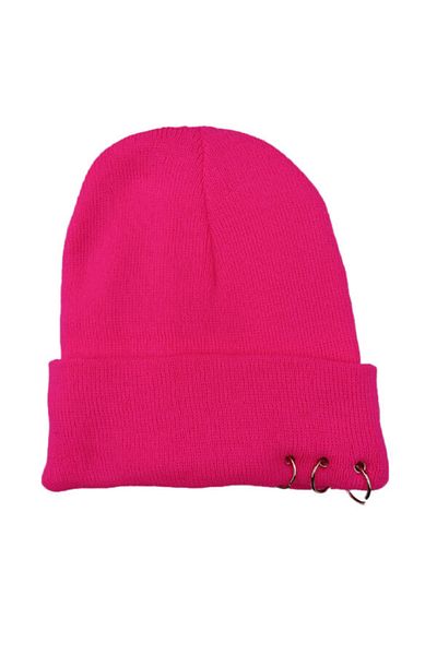 LİNOTTİ Phosphor Pink Wool Beret with Piercings