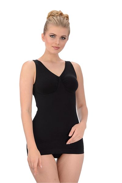 PROSLİM Women's Black Thick Strap Athlete Corset Gatherer Size 1 Thin Appearance Seamless Knitted Silky