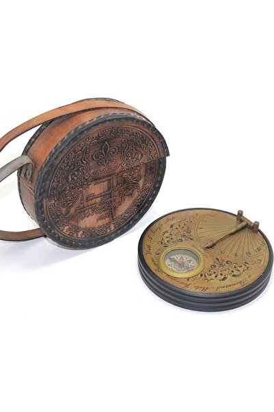 HEDİYE FİKRİ Model de ceas solar din alamă și busolă cu geantă