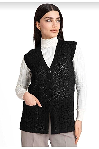 Nacar Kadın Orta Yaş Ve Üzeri Merserize Cepli Düğmeli Anne Yelek