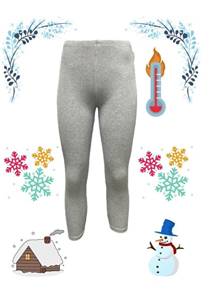 Yıldızlar 2'li Gri Kışlık Şardonlu Çocuk Tayt / Içlik