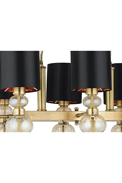 LampaLuce R Dolce Ragazza Şapkalı Klasik Avize Yemek Masası Üzeri 8'li Sarı 100x90cm