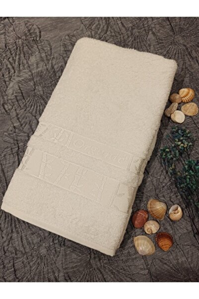 ŞENER HOME Першокласний бамбуковий великий рушник для ванної кімнати 90x150 см - кремовий