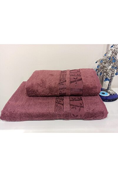 ŞENER HOME Set de 2 seturi de baie din bambus de prima calitate, prosop de baie și cap - Dusty Rose