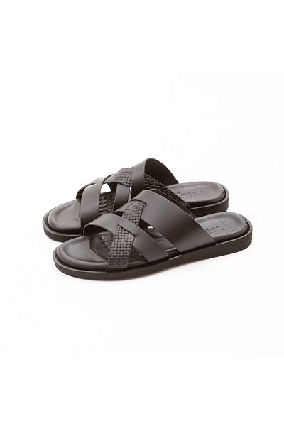 Tamer Tanca Men's Leather Casual Slippers - 876 448 Erk Trlk Y22