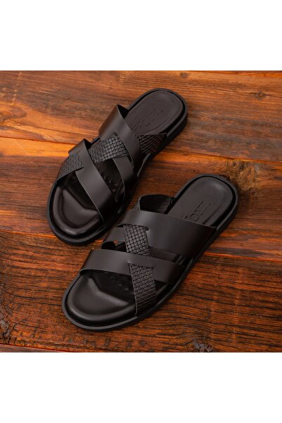 Tamer Tanca Ανδρικές δερμάτινες παντόφλες casual - 876 448 Erk Trlk Y22