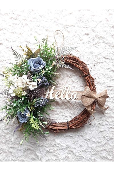 Lotus Hediye Mavi Gül Temalı Kapı Süsü Duvar Süsü