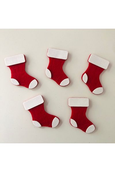 Yumuşakkeçe Christmas Ornaments Red Boots 5 Pieces