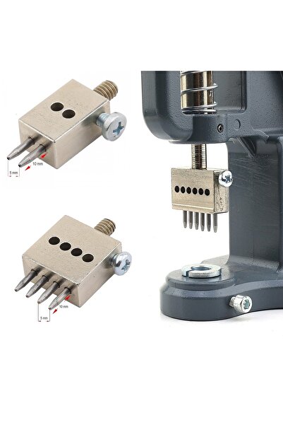 tuhafiyecimiz Deri Delme Zımba Seti - Tulumba Pres Ve 2'li, 4'lü, 6'lı Zımba - Çatal Delme Seti Sarı