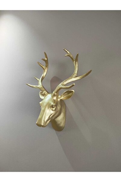 biomaxi plus Yılbaşı Duvar Geyik Altin Varak El Boyamasi Geyik Kafası Asilabi...