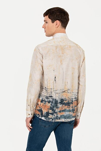 Pierre Cardin Πουκάμισο σε μπεζ Slim Fit