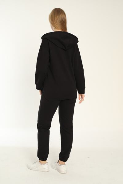 Miss Dünya Lissa Siyah Hamile Kapüşonlu Eşofman Takımı