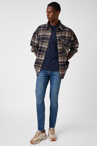 Koton Pantaloni indigo medii pentru bărbați 3WAM40012ND