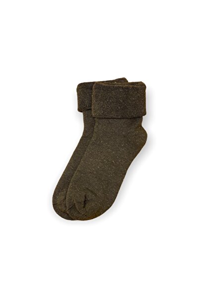 Arel Socks Kadın Kışlık Termal Simli Haki Rengi Bot Çorabı