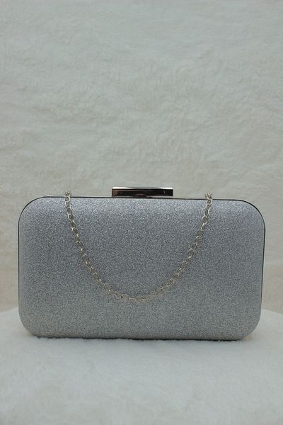 Sh Poly Βραδινό φόρεμα τσάντα Clutch Portfolio με λουράκι ώμου και τσάντα άμμου Sim Silver 2023