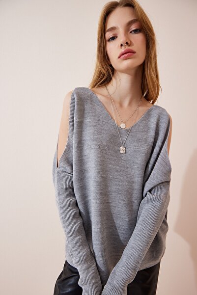 Happiness İstanbul Sweater - Gray - Oversize