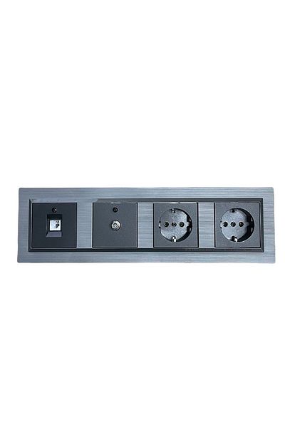 OVİVO Quantum Magnetic Gray Set of 4 T. Socket T. Socket Satellite (TELEVISION) Socket Numeris (PHONE) Socket