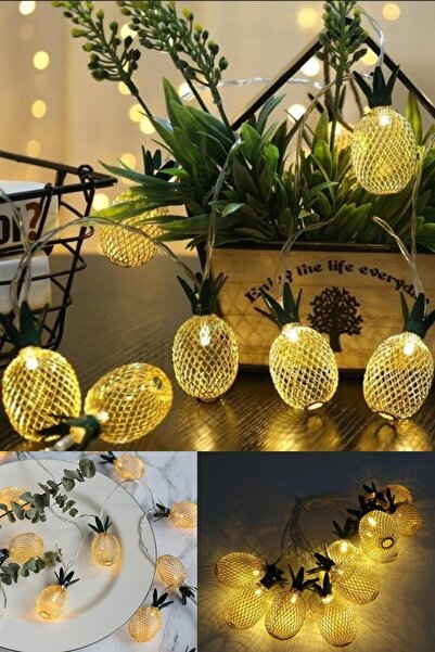 Flaizhen Dekoratif Pilli Pineapple Ananas Pilli Şerit Led Işık (1 Metre) Gece...