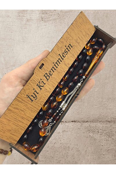 KANUNİ TESBİH Mărgele de rugăciune cu cutie de lemn - Maro Moire Negru