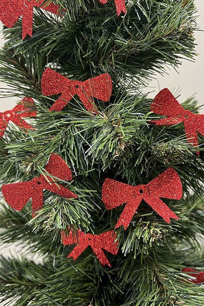 Kullan At Market Red Bow Glittered Eva Tree Ornament 5.5x5.5cm 12pcs