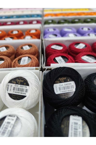 BALIM ÖRGÜ EVİ Anchor Cotton Perle 8 No: 20 Basic Colors (cross stitch Etamine Embroidery Floss)