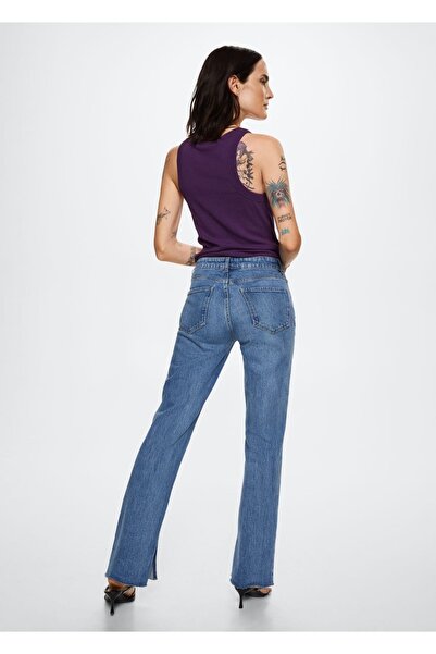 MANGO Woman Yanı Yırtmaçlı Düz Kesim Jean