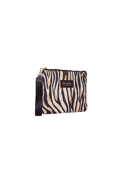 BloominBag Clutch cu dungi și design complicat