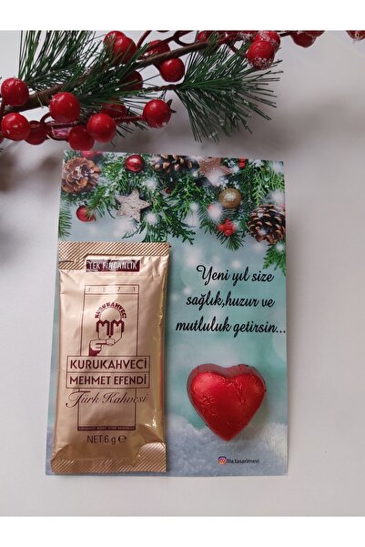 Lilamor 10 Adet Yılbaşı Hediyesi Kalpli Çikolata Ve Tek Içimlik Türk Kahvesi