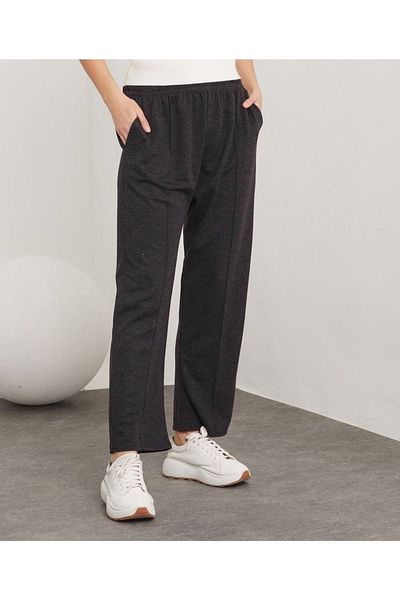 Aşkı Endam Plus Size Ecrin Wool Trousers - Black