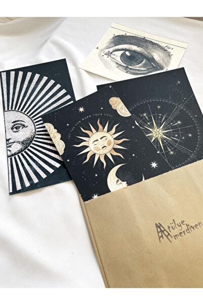 Atölye Merdiven Vintage Σετ αφίσας Sun Eye - Boho Style, Χαρτί δώρου