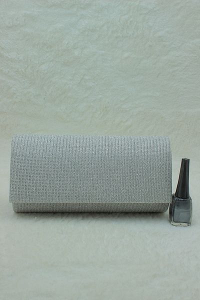 Sh Poly Βραδινό φόρεμα Τσάντα Clutch Portfolio με λουράκι ώμου και τσάντα χειρός Çupra Silver 2023