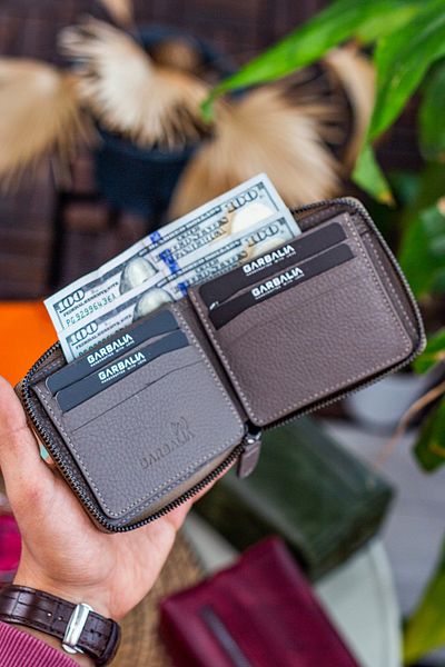 Garbalia Carole Γνήσιο Δερμάτινο Πορτοφόλι Unisex με φερμουάρ που κλειδώνει Mink