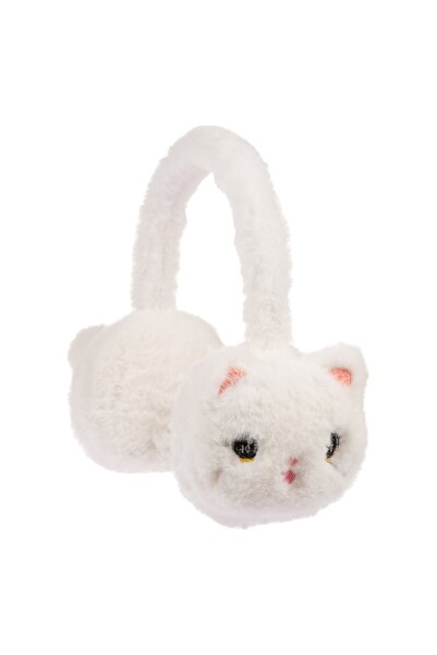 Kitti Arıcı Store Yeni Sezon Kız Çocuk Kışlık Beyaz Rengi Peluş Kulaklık