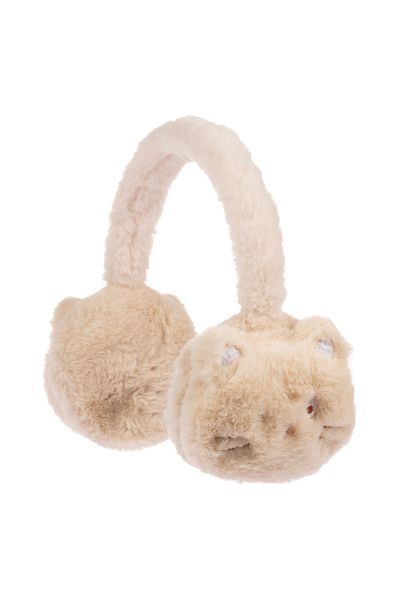 Kitti Arıcı Store New Season Girl's Winter Cream Color Plush Headphones