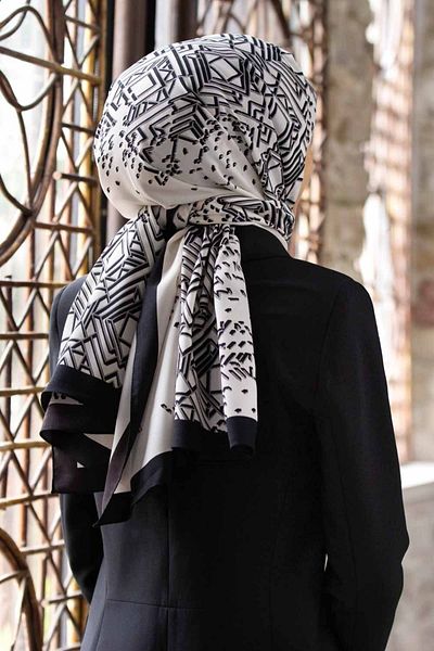 Vissona Γυναικεία Luxury Medina Silk Shawl Cream - Γκρι