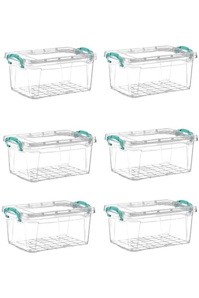 ELEGANCEV طقم حاوية تخزين مستطيلة شفافة بقفل 5 لتر - 6 قطع