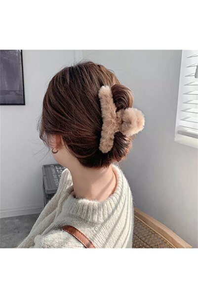 MutluBiDünya Vintage Camel Renk Peluş Mandal Toka