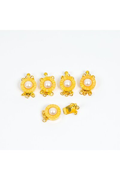 yfhobi 1 Adet - 3 Delikli, Incili Geçmeli Klips, Takı Klipsi, Bileklik Klipsi, Sarı Kaplama, 1.kalite