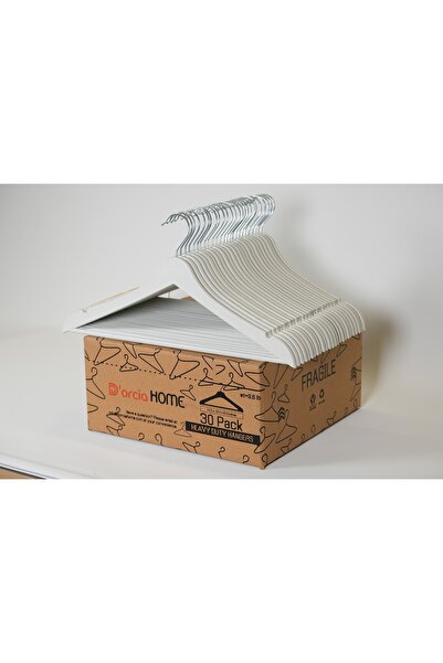 Dorcia Home بلاستيك ذو مظهر خشبي عالي الجودة 30 شماعة بيضاء