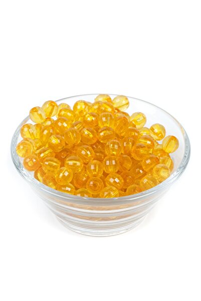 yfhobi 25 Gram - 8 Mm Sarı Renk Akrilik Boncuk, Takı Boncuğu, Çanta Yapım Bon...