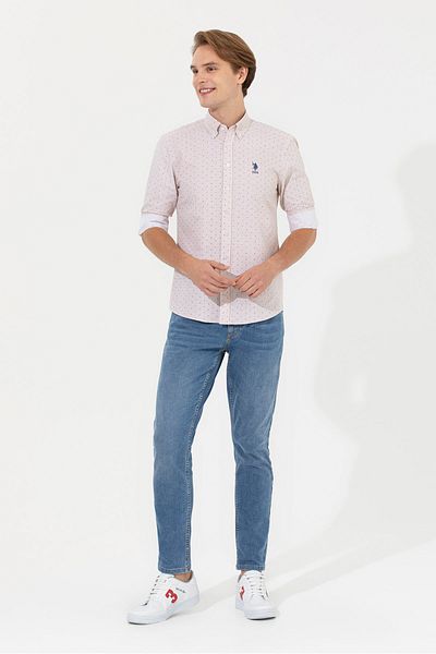 U.S. Polo Assn. Μπεζ ανδρικό πουκάμισο