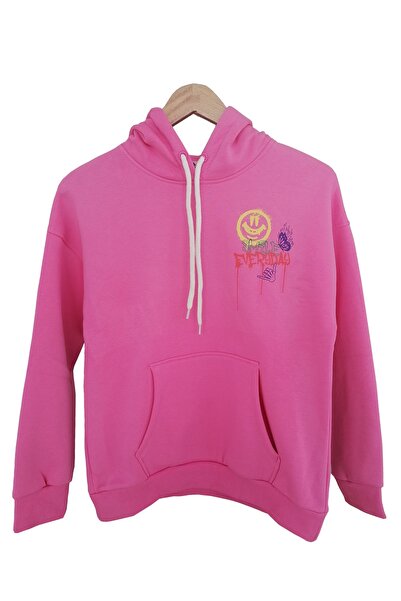 TOMMY LIFE سويت شيرت بغطاء للرأس للفتيات بعمر 7-15 عامًا 75091 وردي