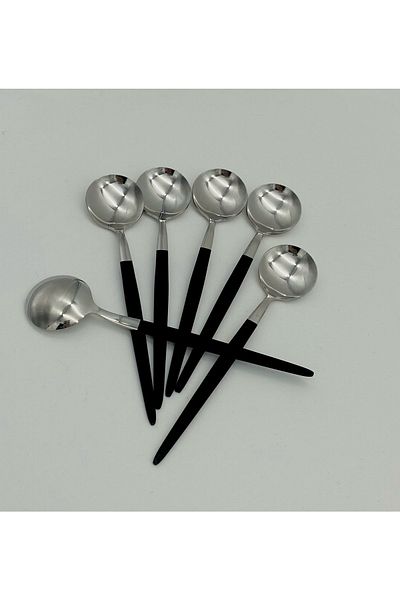 BRONDOFF Ikon Black-steel 6 Pieces Nescafe Teaspoon