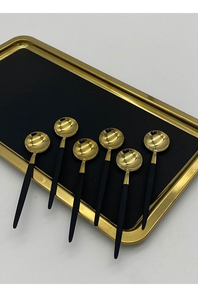 BRONDOFF Ikon Black-gold 6 Pieces Nescafe Teaspoon