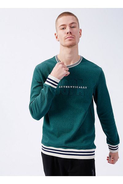 U.S. Polo Assn. Πράσινο ανδρικό φούτερ Crew Neck Berıl