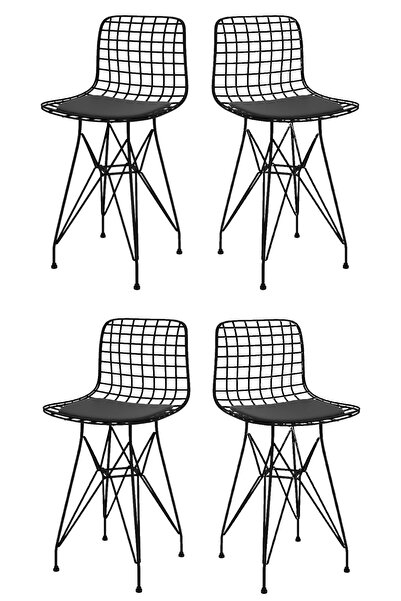 Kenzlife Knsz Ufak Boy Tel Bar Sandalyesi 4 Lü Uslu Syhsyh 55 Cm Oturma Yükse...